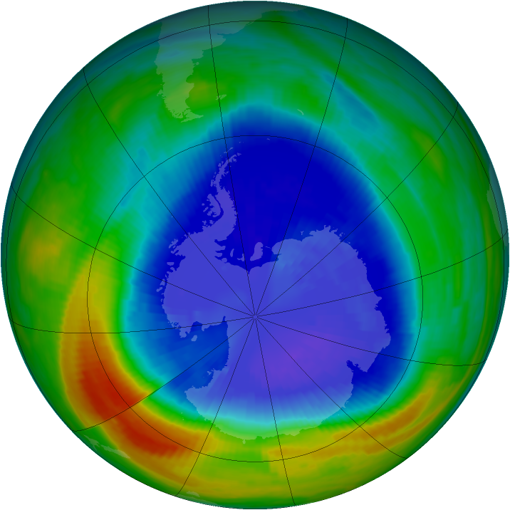 Antarctic ozone map for 15 September 1990